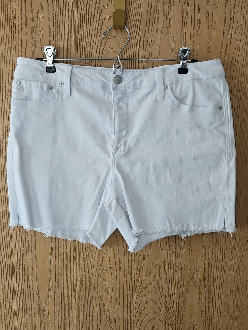 Seven7 White Frayed Hem Denim Shorts